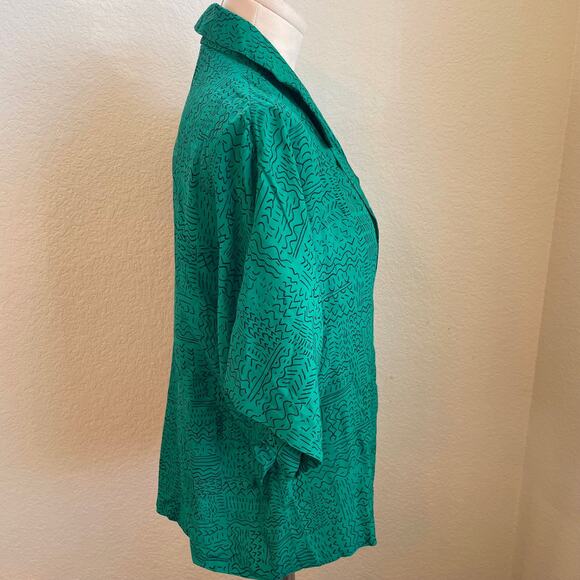 Vintage Cos Cob green button down casual womens blouse Large RARE - Picture 3 of 12